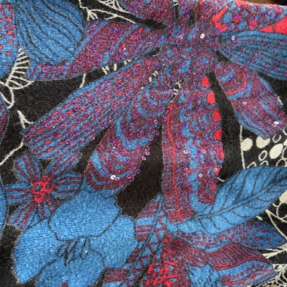 DESIGUAL open waterfall cardigan sz XS (S) black with multicolour floral pattern - Picture 11 of 16